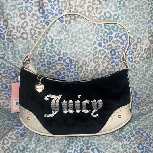 New Black Juicy Couture Purse Handbag Bag Velour Vintage Style MSRP $79