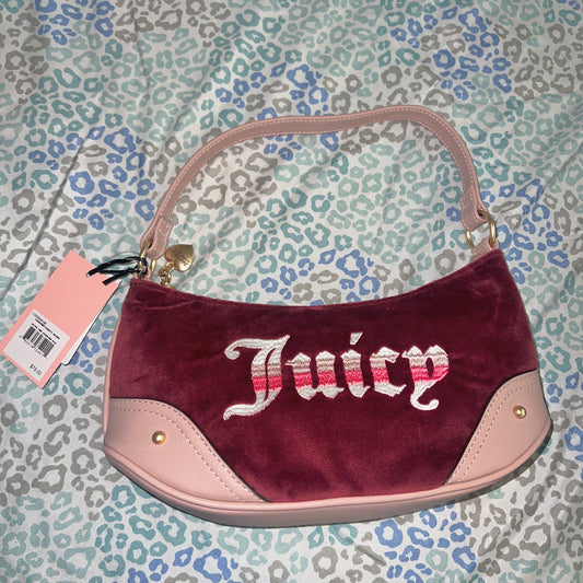 New Red Maroon Juicy Couture Purse Handbag Bag Velour Vintage Style MSRP $79