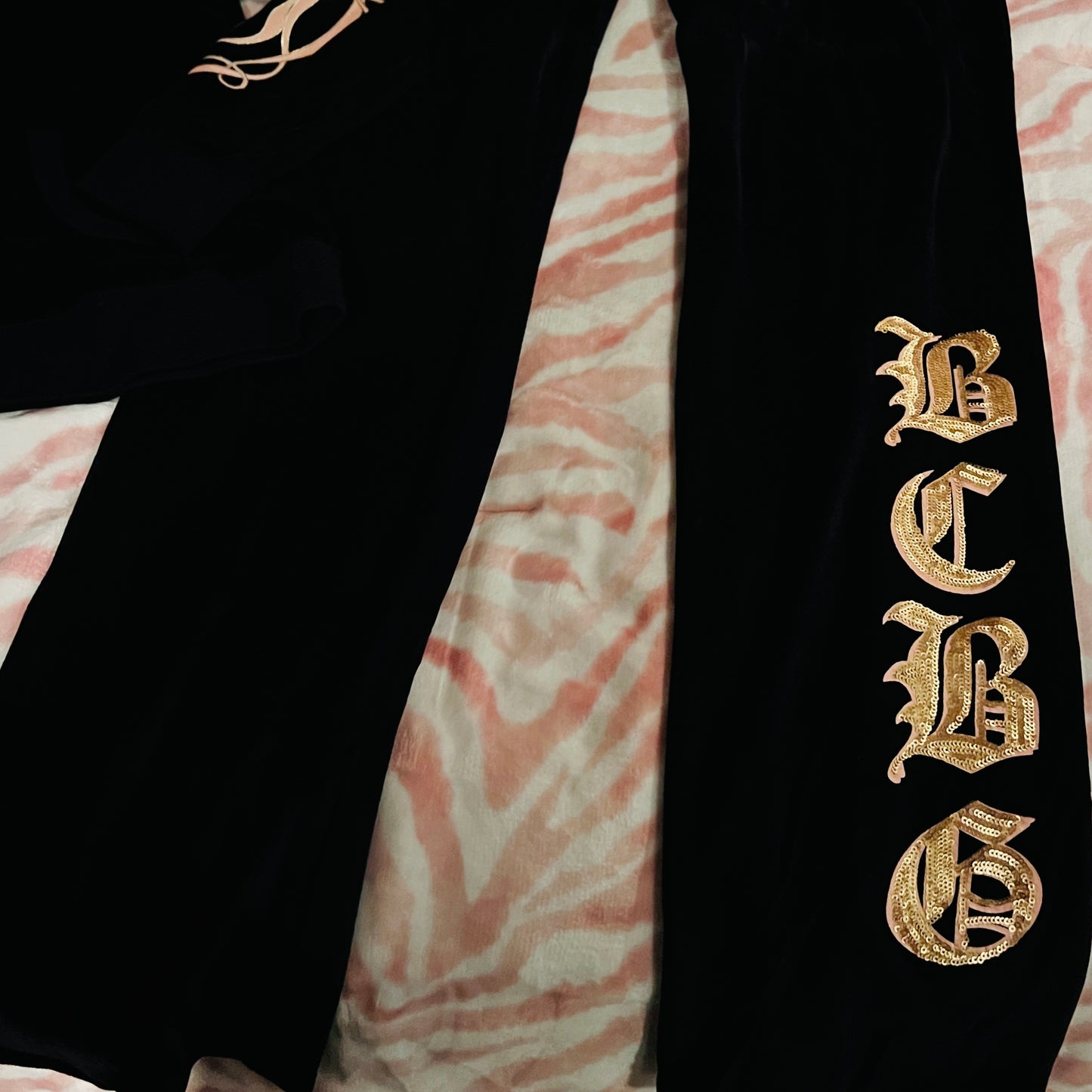 New XL Gold Black BCBG 2-Piece Tracksuit Jacket + Track Pants Set MSRP $160
