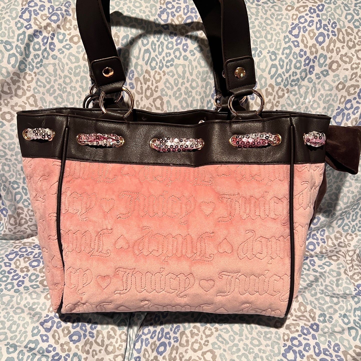 New Custom Brown Pink Juicy Couture Daydreamer Bag Purse Vintage Tote Quilted