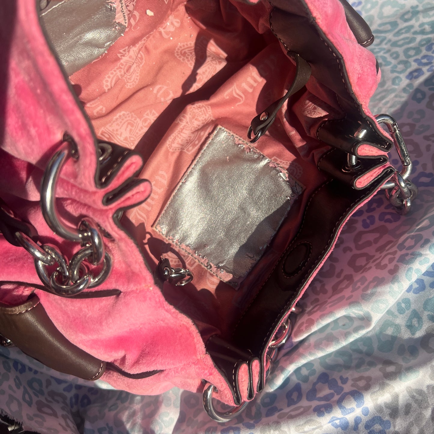 Vintage Pink Juicy Couture Purse Handbag Satchel Bag Velour Y2K