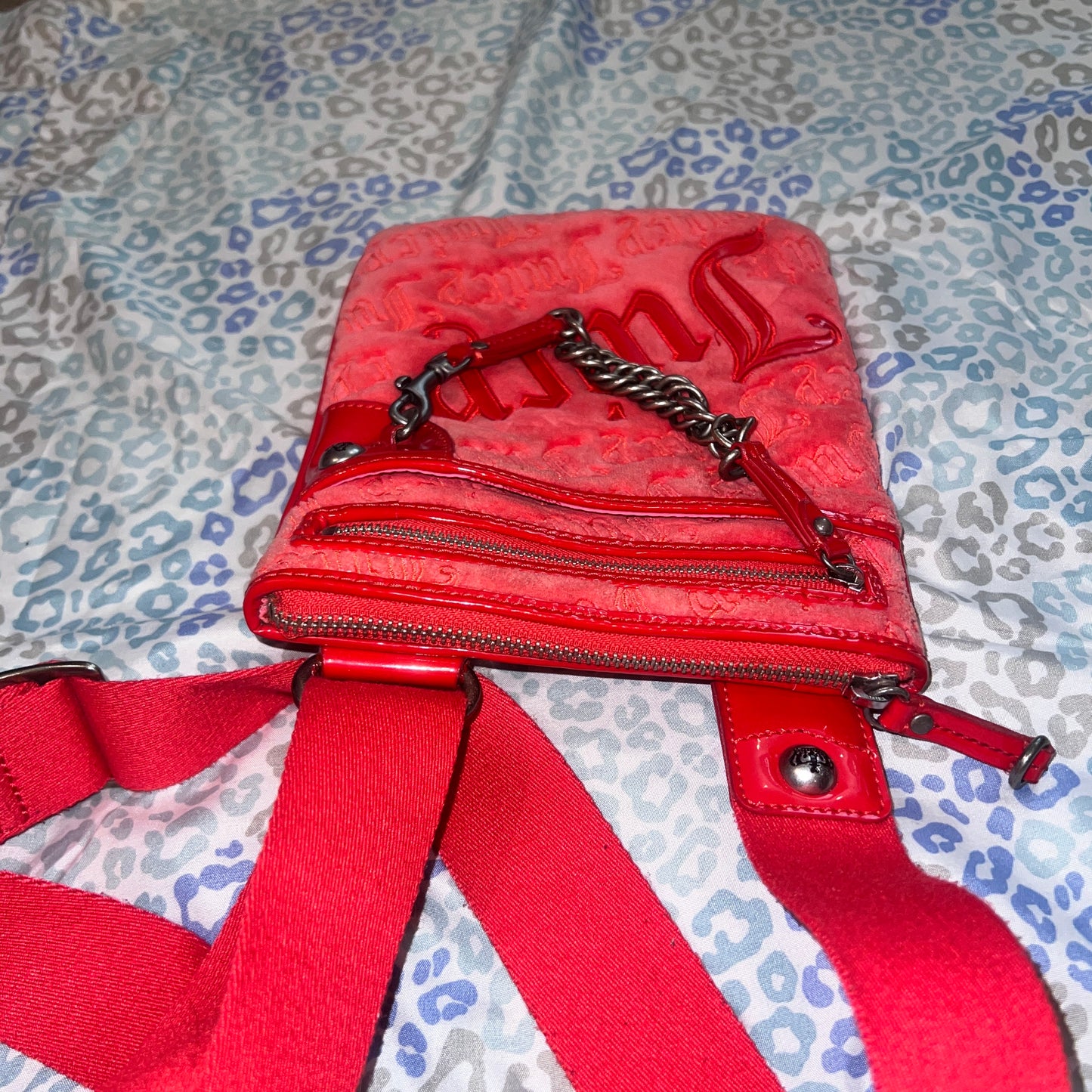 Vintage Rare Red Juicy Couture Purse Crossbody Bag Handbag Velour Y2K