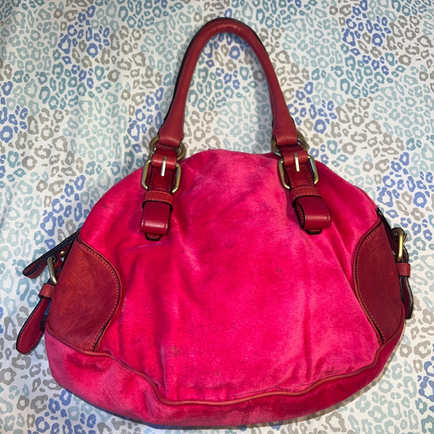 Vintage Rare Hot Pink Juicy Couture Purse Handbag Satchel Bag Velour y2k