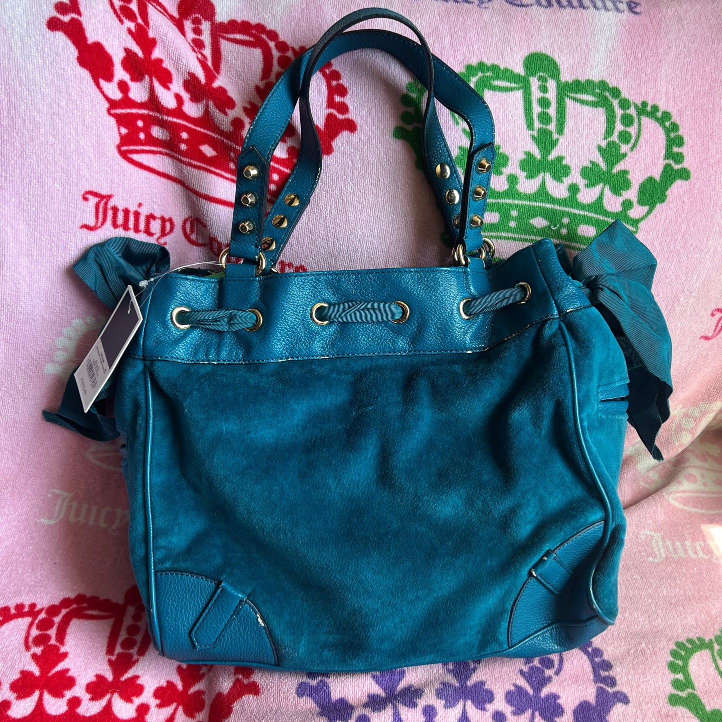 Vintage Blue Juicy Couture Purse Handbag Daydreamer Tote Bag Y2K Velour