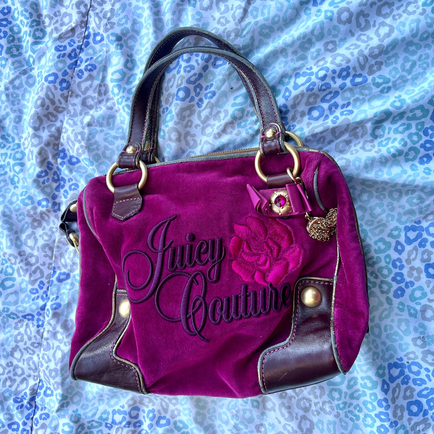 Vintage Purple Juicy Couture Purse Handbag Satchel Bag Y2K Velour Mcbling
