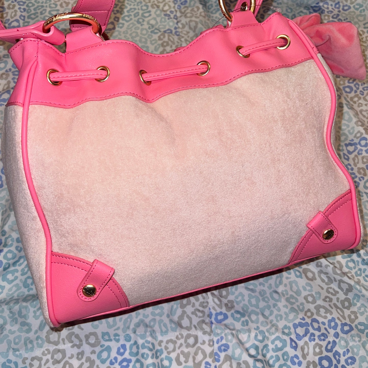 New Pink Juicy Couture Purse Daydreamer Tote Bag Handbag Terry Cloth Vintage Y2K