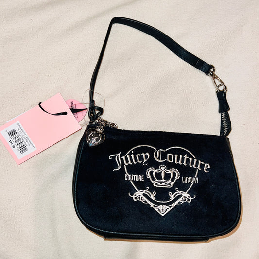 New Black Juicy Couture Purse Mini Bag Handbag Velour Y2K Clutch Couture Luxury