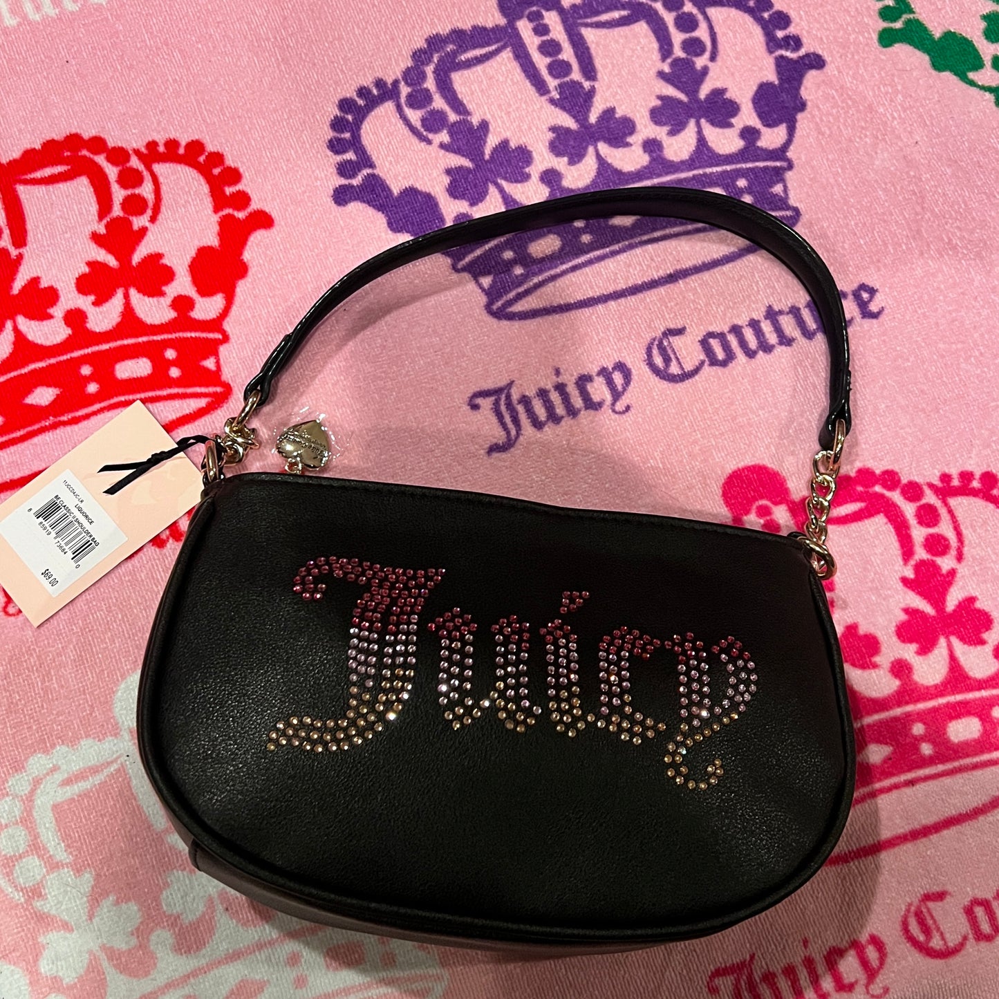 New Black Juicy Couture Purse Shoulder Bag Handbag MSRP $69 Liquorice Classic