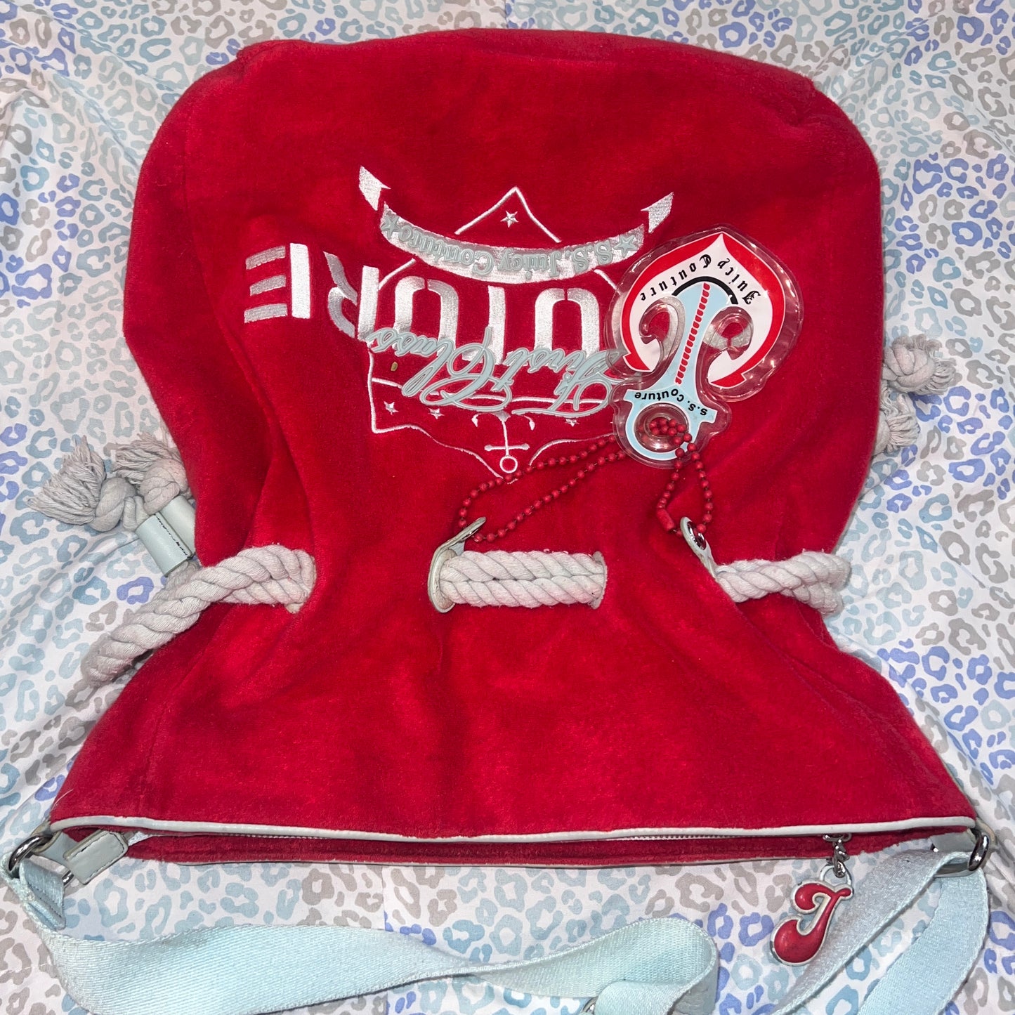 Vintage Rare Red Juicy Couture Purse Tote Bag Handbag Terry Cloth Y2K First Class