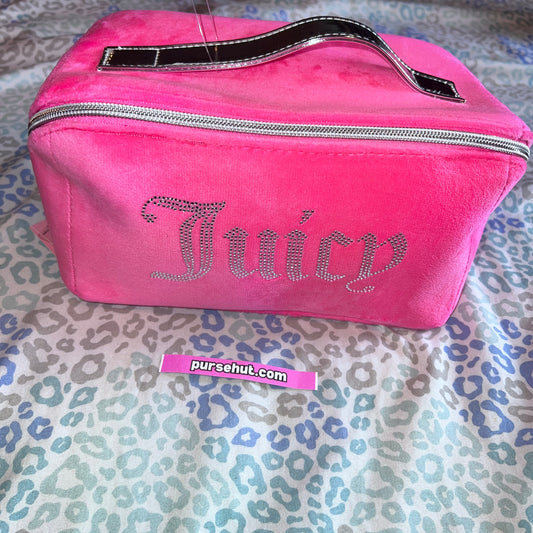 New Pink Juicy Couture Cosmetic Bag Makeup Case Velour  NWT