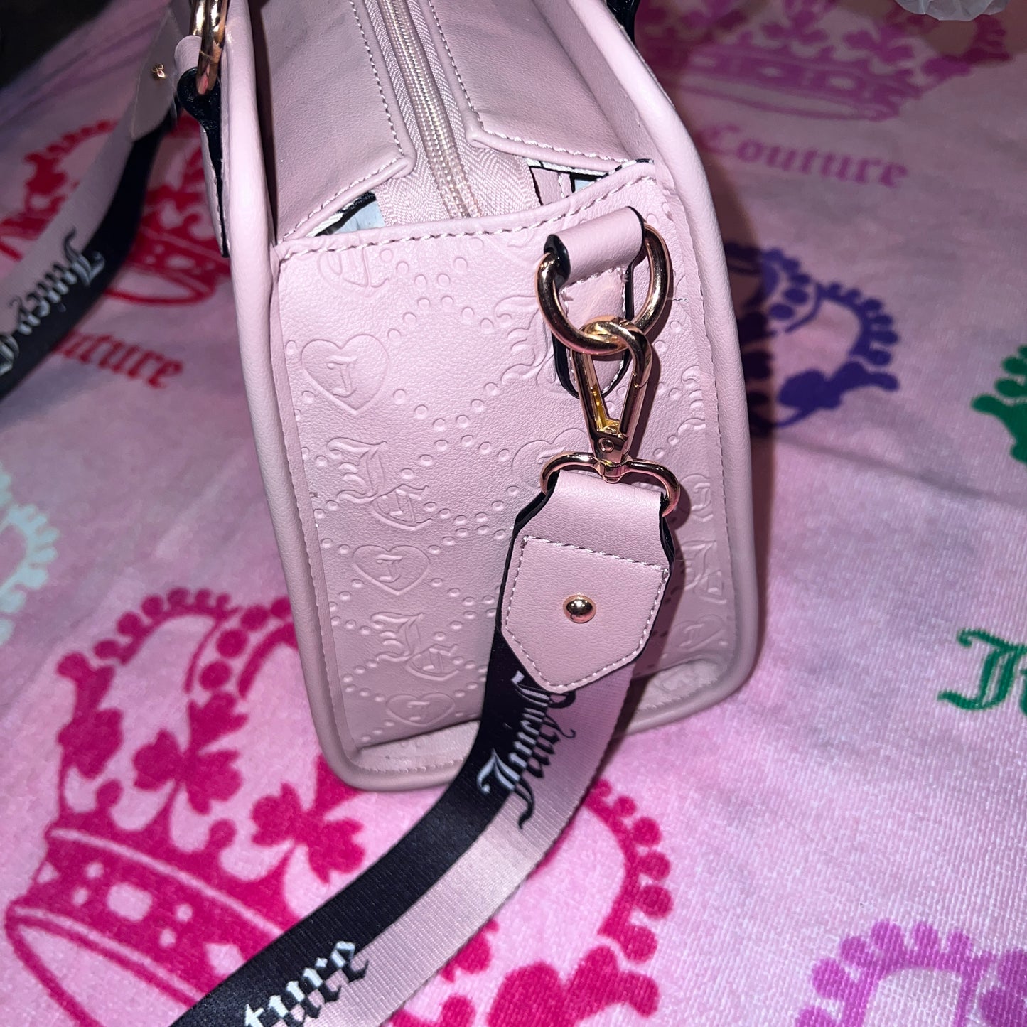 New Pink Juicy Couture Crossbody Purse Bag Dusty Blush Charm I'm Sure Satchel