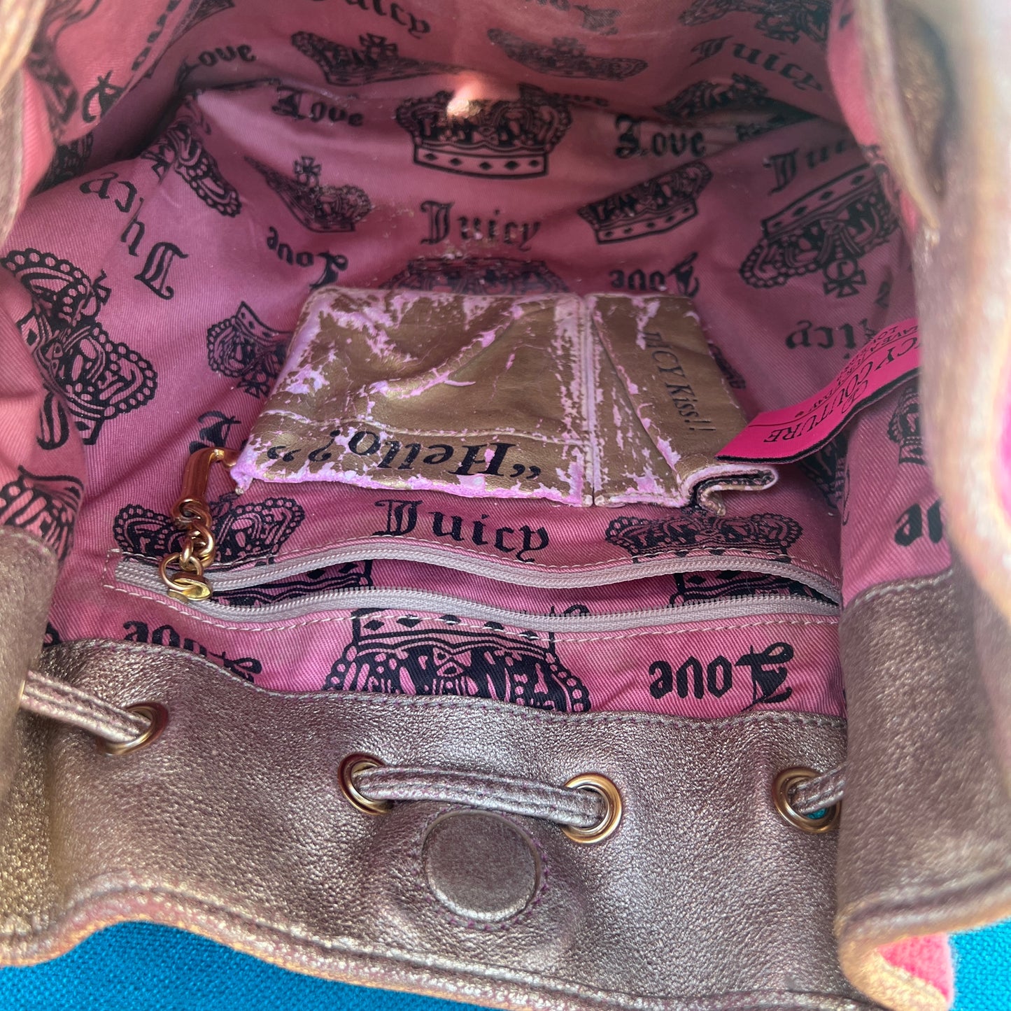 Vintage Pink Juicy Couture Purse Floral Satchel Bag Handbag Y2K Terry Custom Dye