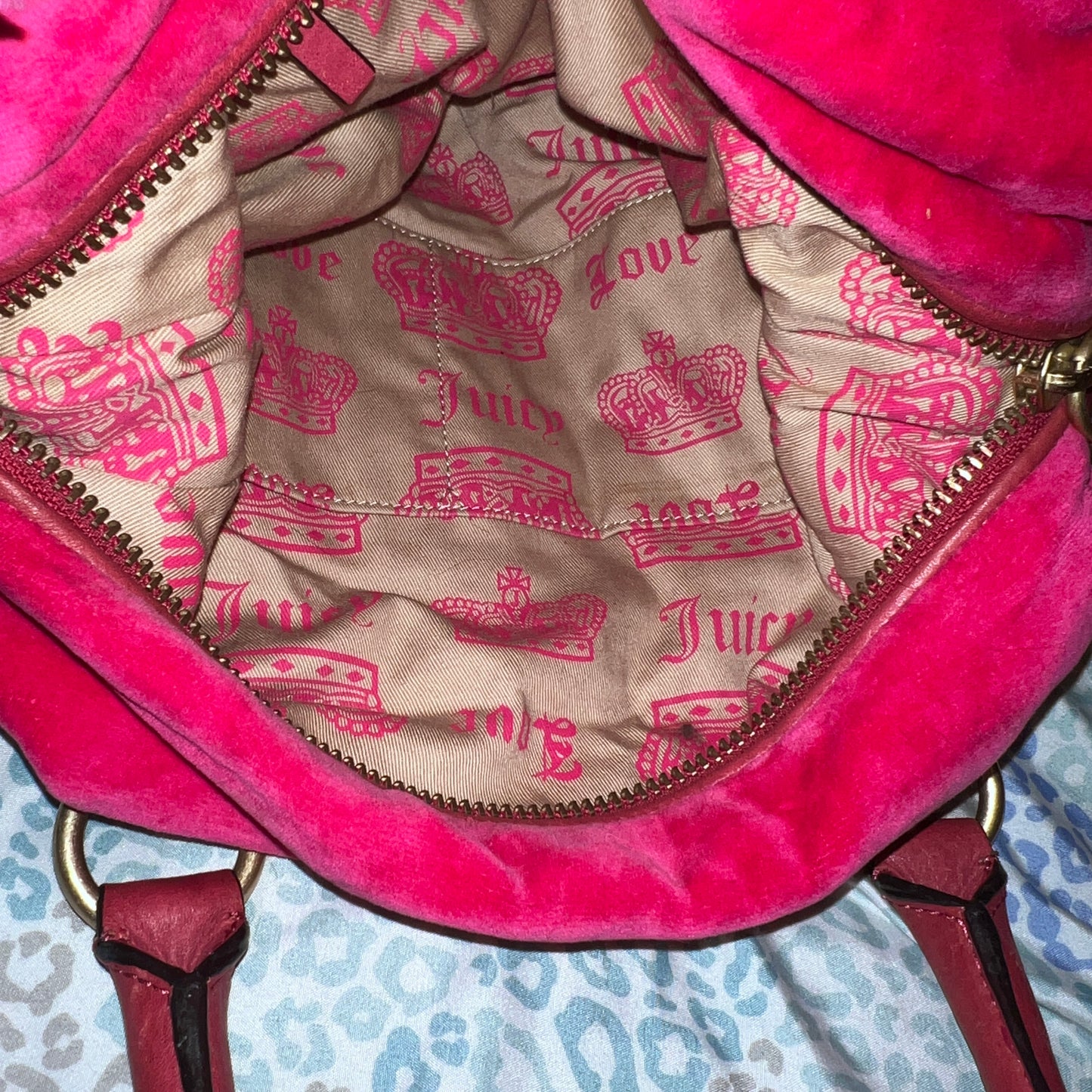 Vintage Rare Hot Pink Juicy Couture Purse Bag Satchel Handbag Velour Y2K