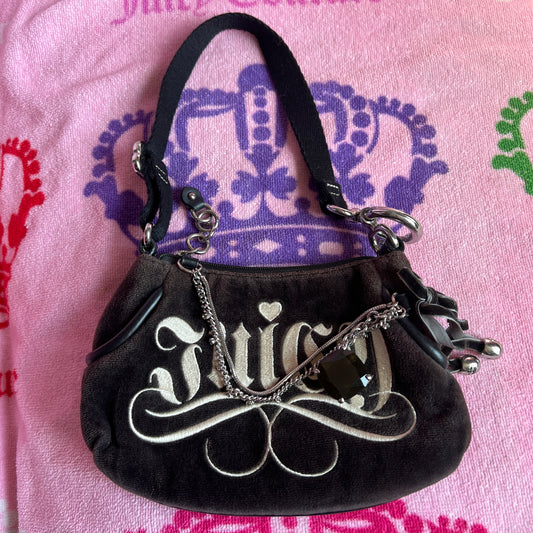 Vintage Black Juicy Couture Purse Mini Bag Handbag Velour Y2K Card Holder