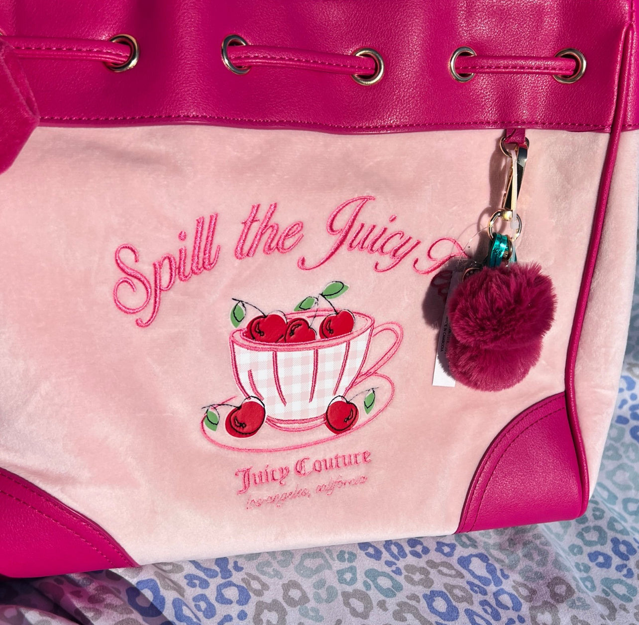 New Pink Juicy Couture Purse Daydreamer Tote Bag Handbag Spill the Juicy Tea
