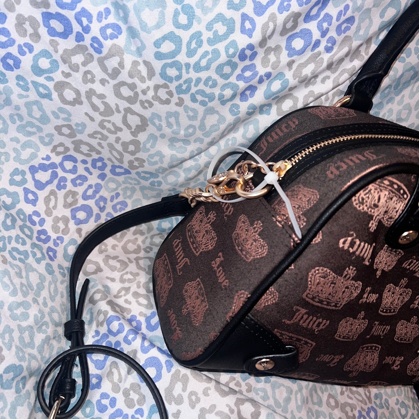 New Gold Black Juicy Couture Bowler Bag Purse Vintage Style Handbag Crown NWT