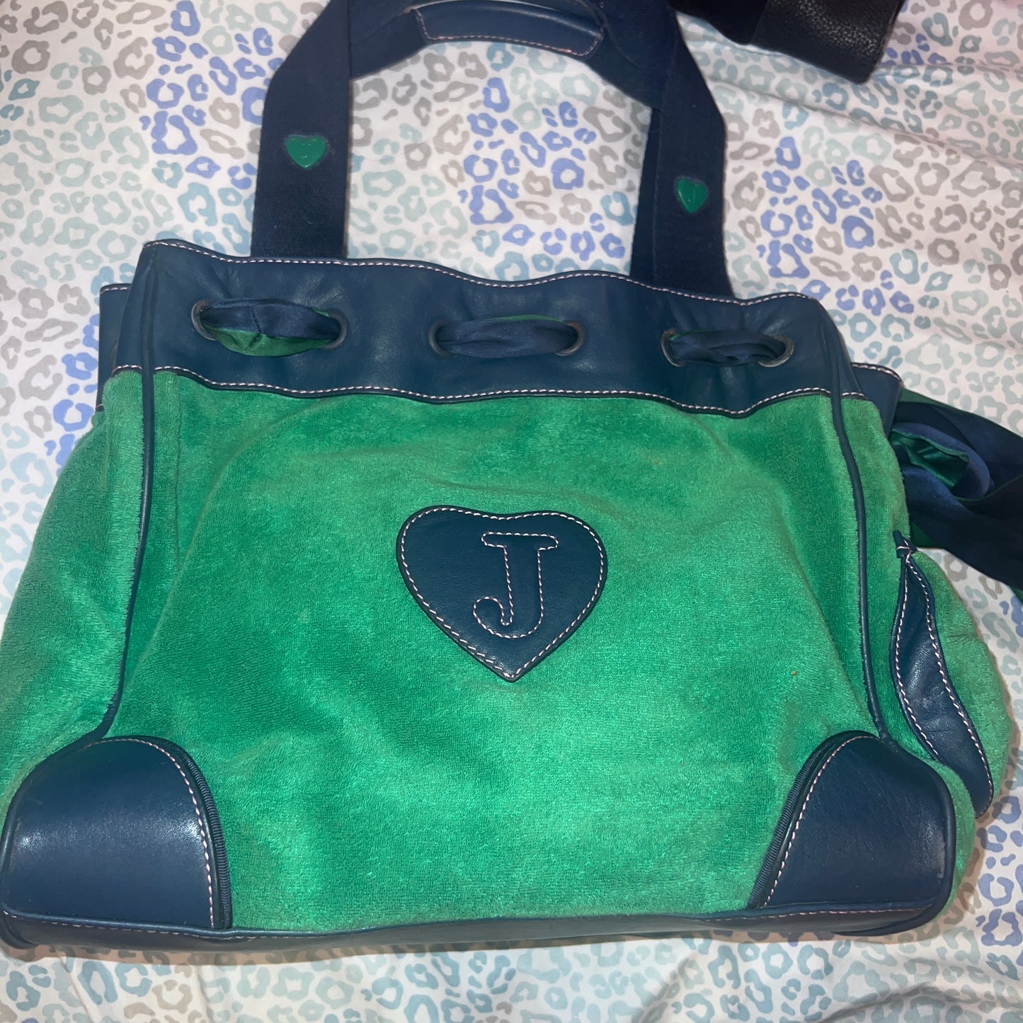 Vintage Blue Green Juicy Couture Tote Bag Purse Daydreamer - Her Royal Juicyness