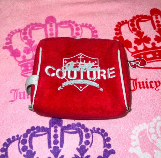 Vintage Red Juicy Couture Makeup Bag Cosmetic Case Purse Y2K Terry Cloth
