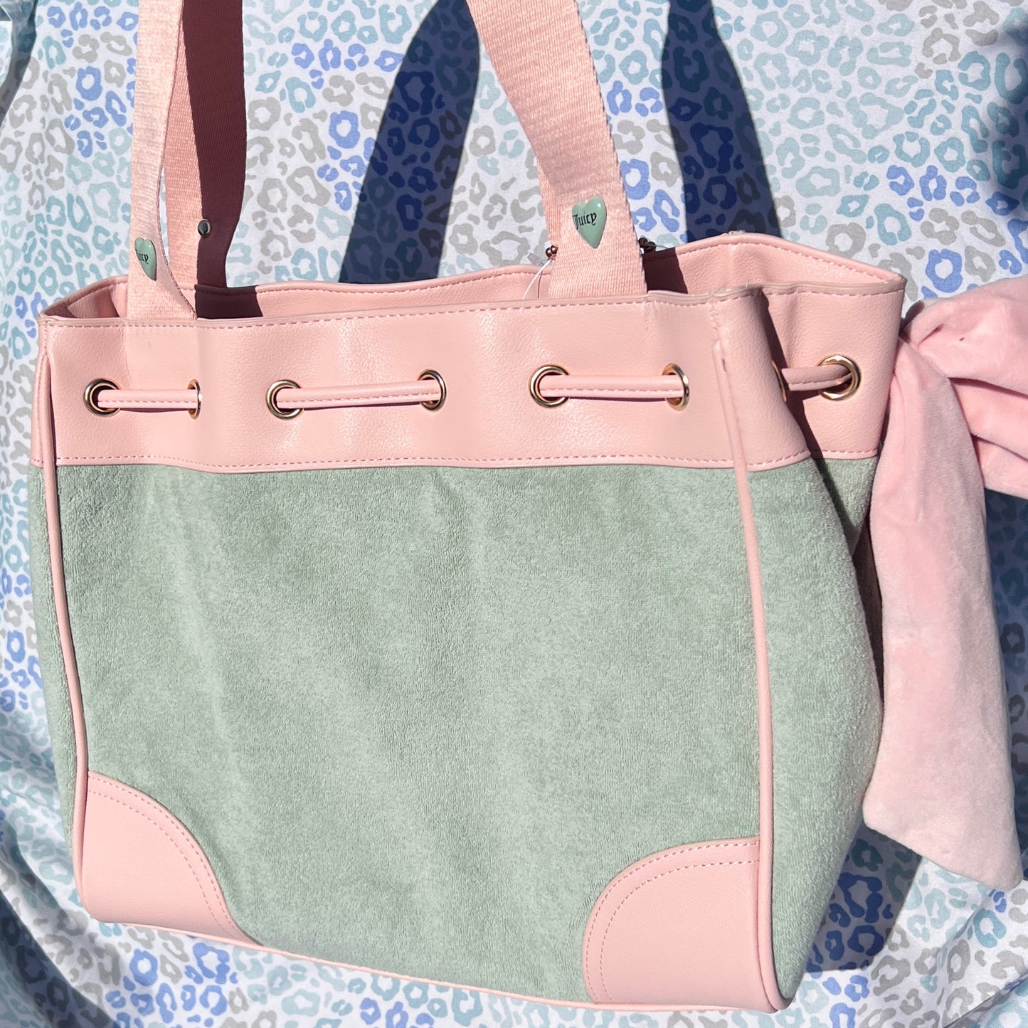 New Pink Green Juicy Couture Purse Daydreamer Tote Bag Handbag Ice Cream Charm