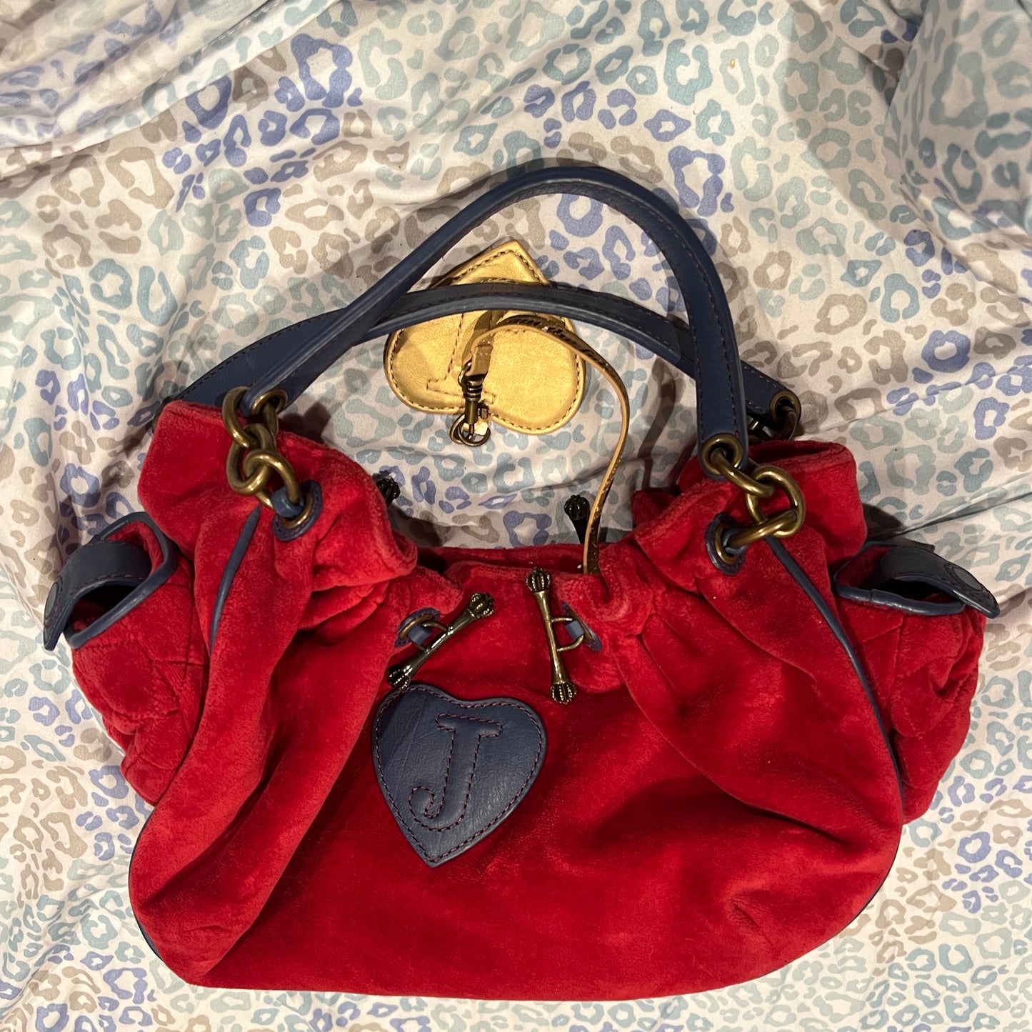 Vintage Blue Red Juicy Couture Purse Velour House of Juicy Handbag Y2K Bag