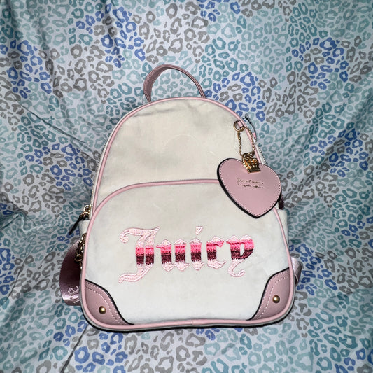 New Pink Beige Juicy Couture Backpack Purse Bag MSRP $99 Velour Vintage Style