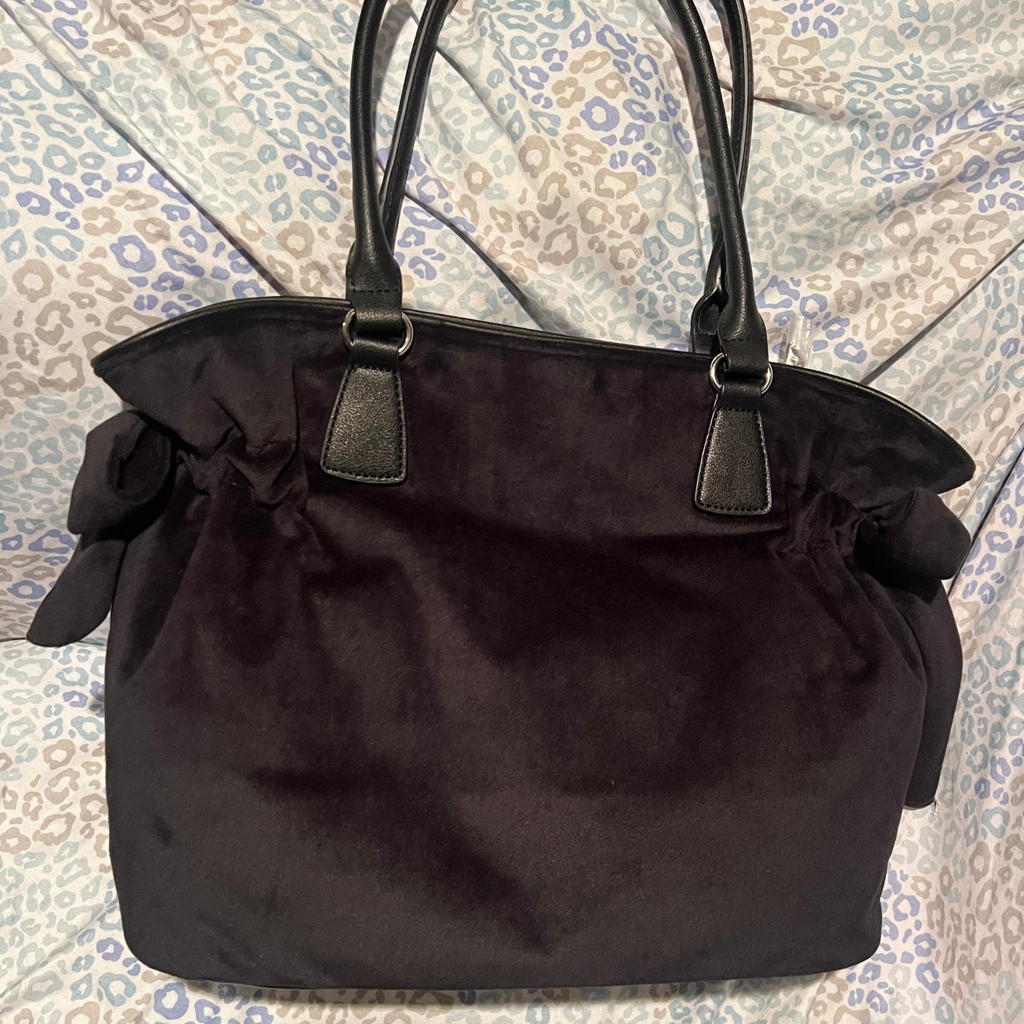 New Black Juicy Couture Purse Tote Bag Handbag Vintage Style Velvet MSRP $99