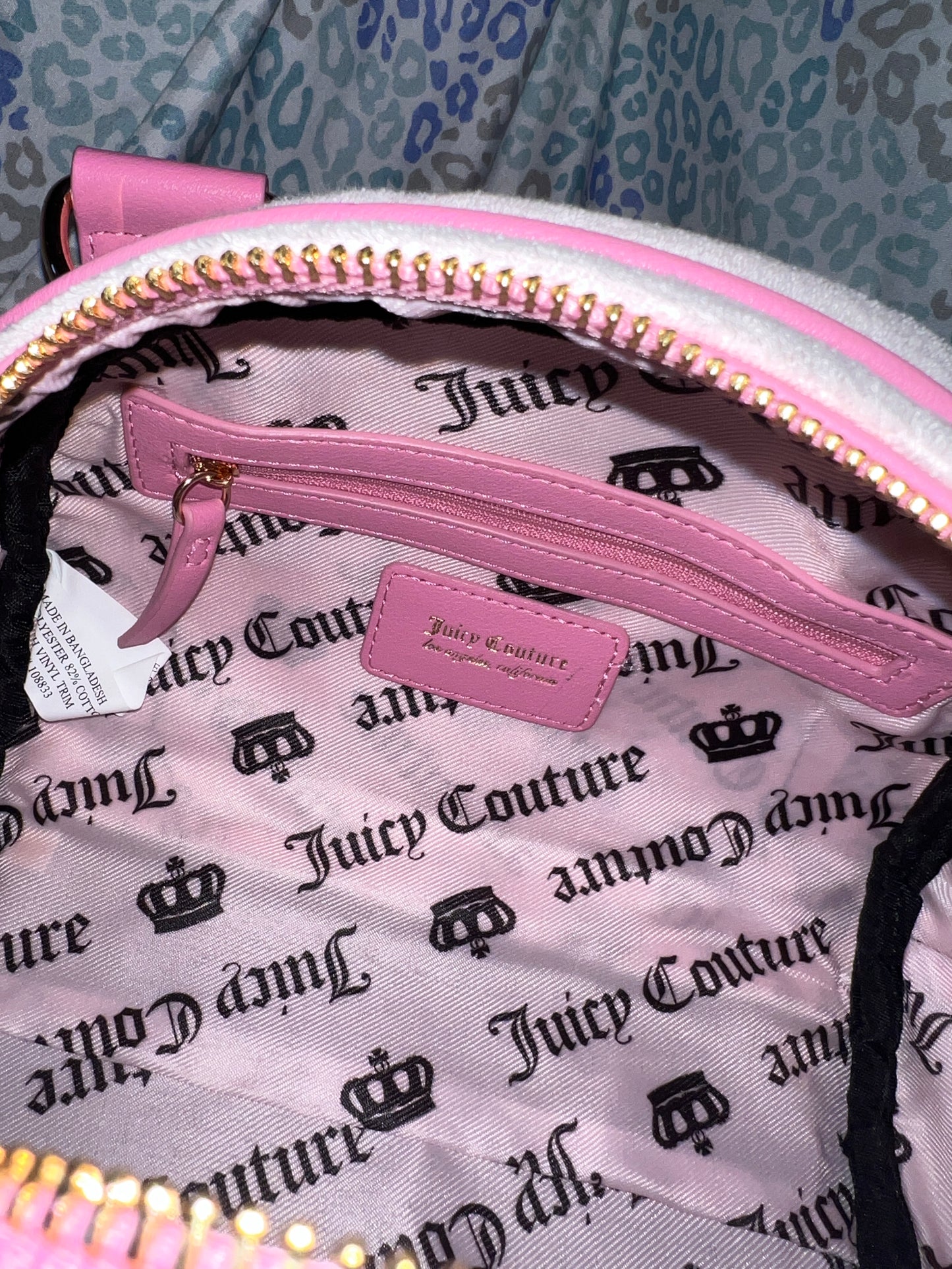 New Pink Juicy Couture Purse Bowler Bag Handbag Satchel Strawberry Terry Cloth