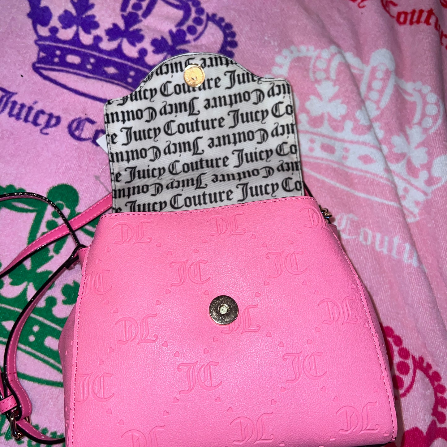 New Pink Juicy Couture Purse Handbag Stay In Circle Crossbody Bag