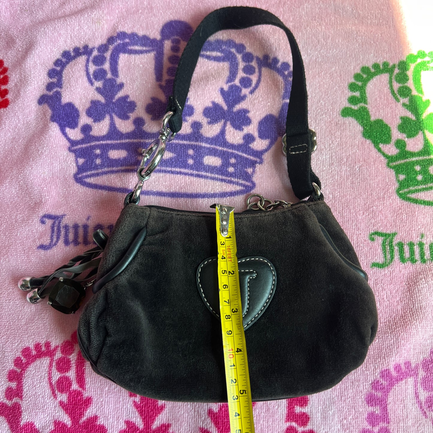 Vintage Black Juicy Couture Purse Mini Bag Handbag Velour Y2K Card Holder