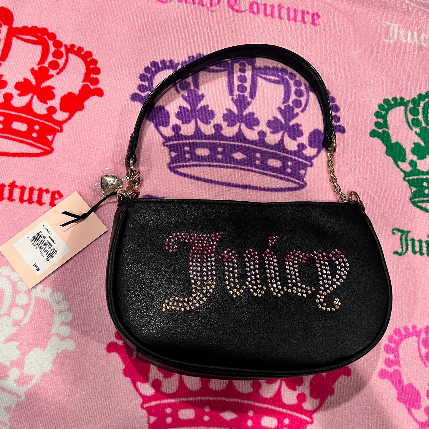 New Black Juicy Couture Purse Shoulder Bag Handbag MSRP $69 Liquorice Classic