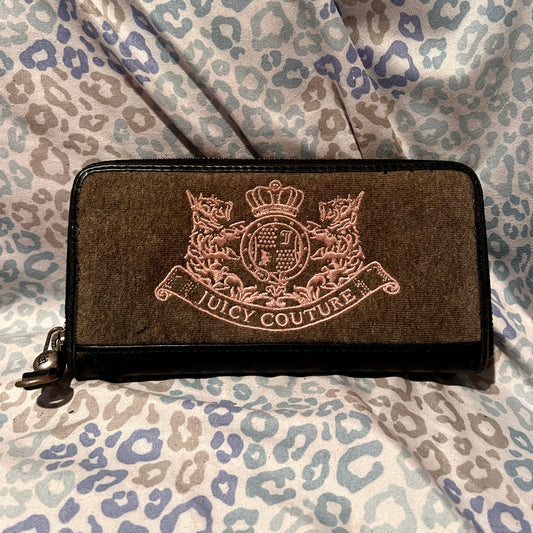 Vintage Pink Grey Juicy Couture Wallet Velvet Scottie Dog