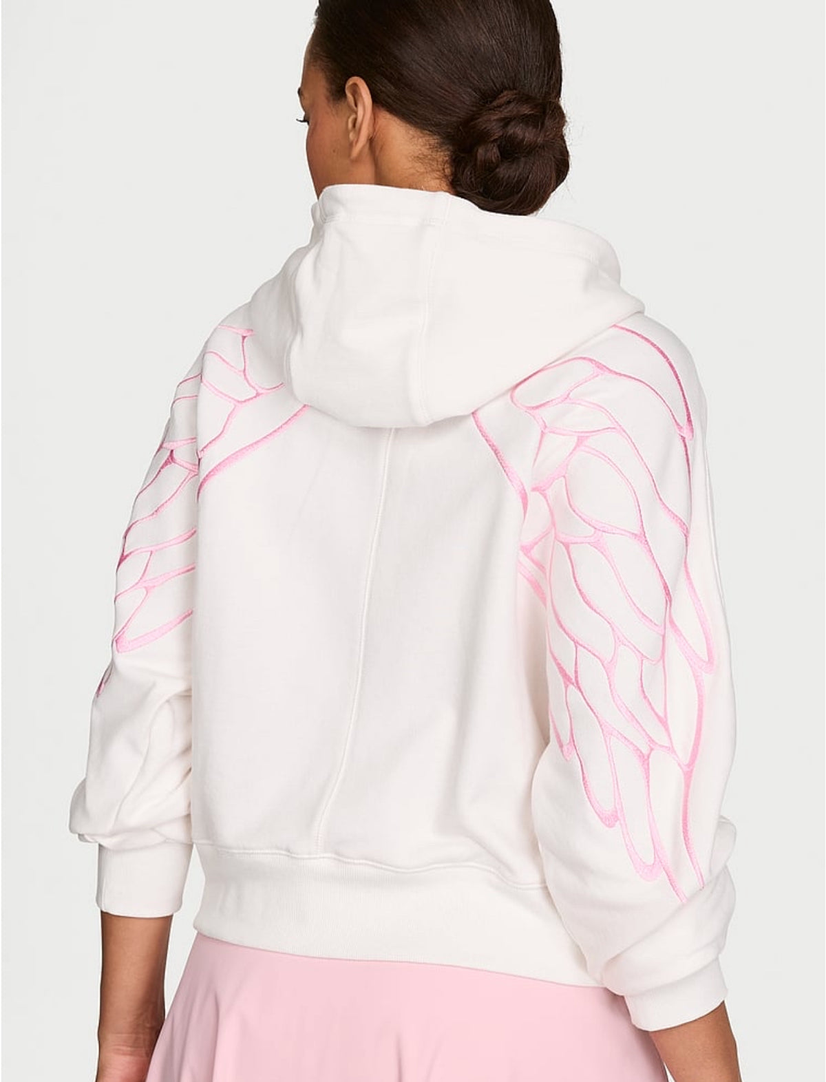 New White Pink Victoria’s Secret Jacket Angel Wings Off Duty Terry Crop Zip