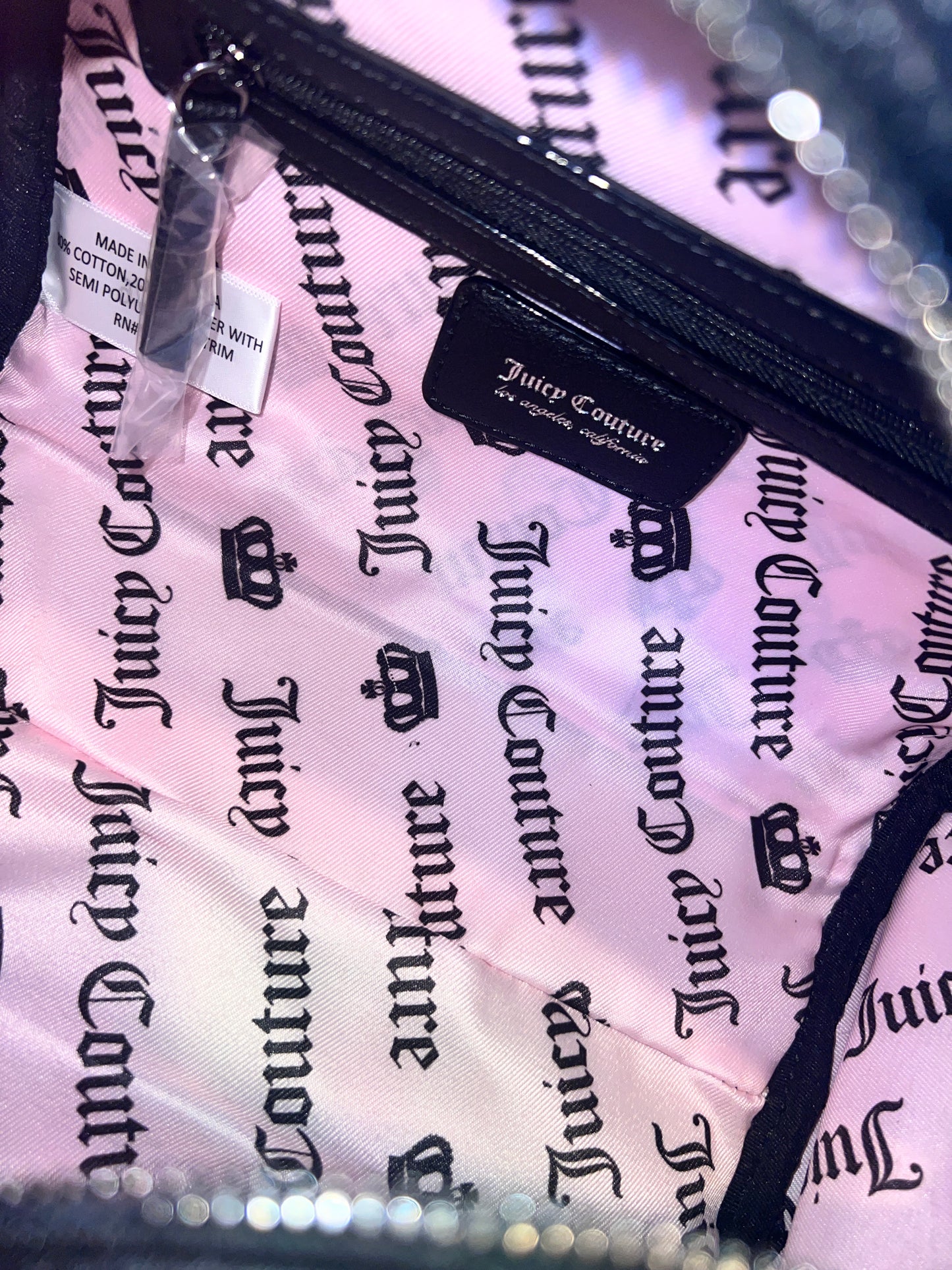 New Black Juicy Couture Purse Juicy Angel Bowler Bag Handbag Terry Cloth Satchel