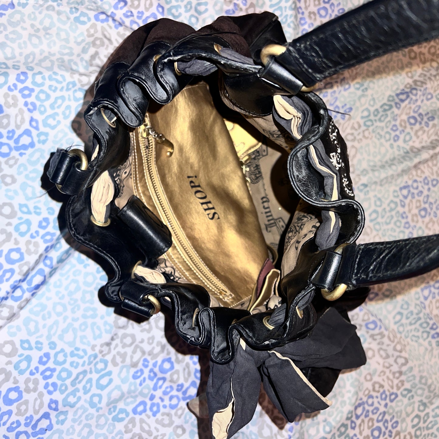 Vintage Black Juicy Couture Purse Daydreamer Tote Bag Scottie Dog Handbag Y2K