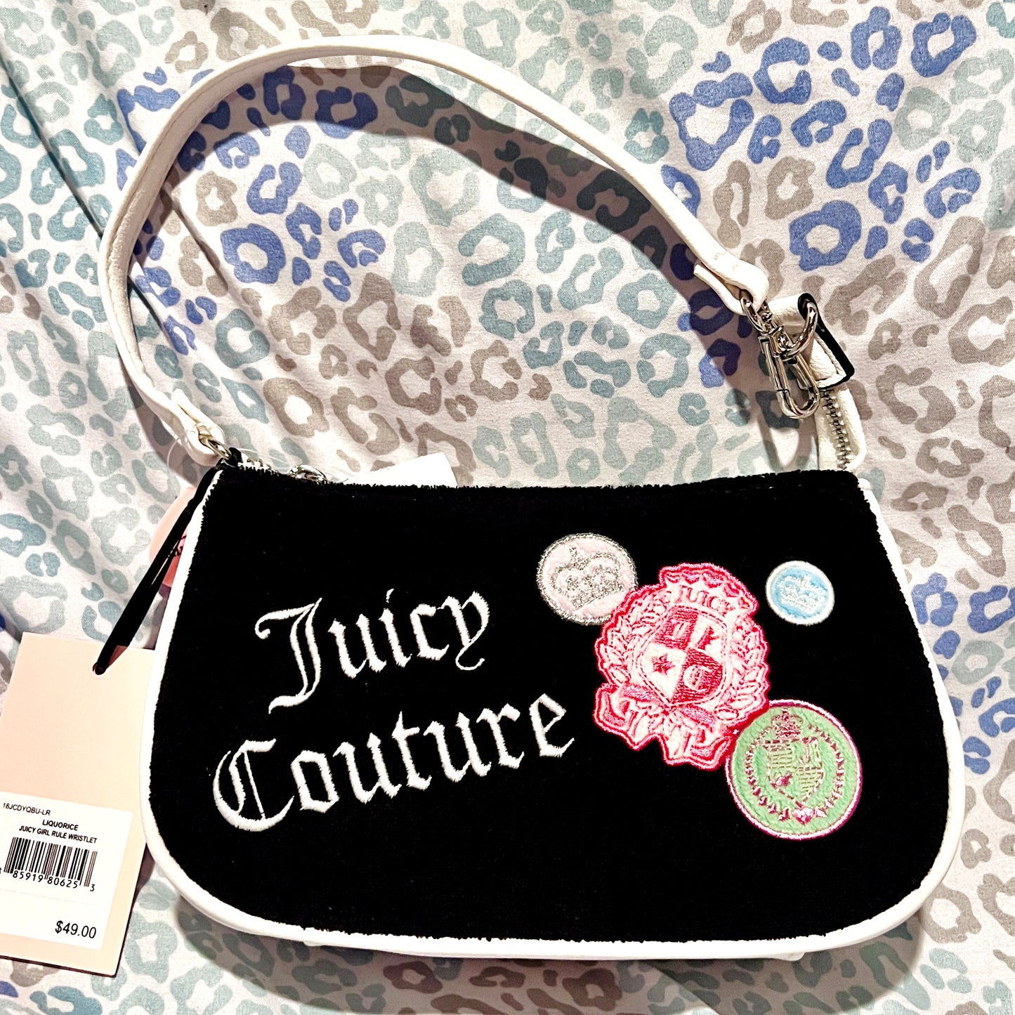 New Black Juicy Couture Wristlet Purse Clutch Bag Handbag Juicy Girls Rule