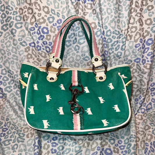 Vintage Green Juicy Couture Purse Mini Tote Bag Handbag Scottie Dog Y2K