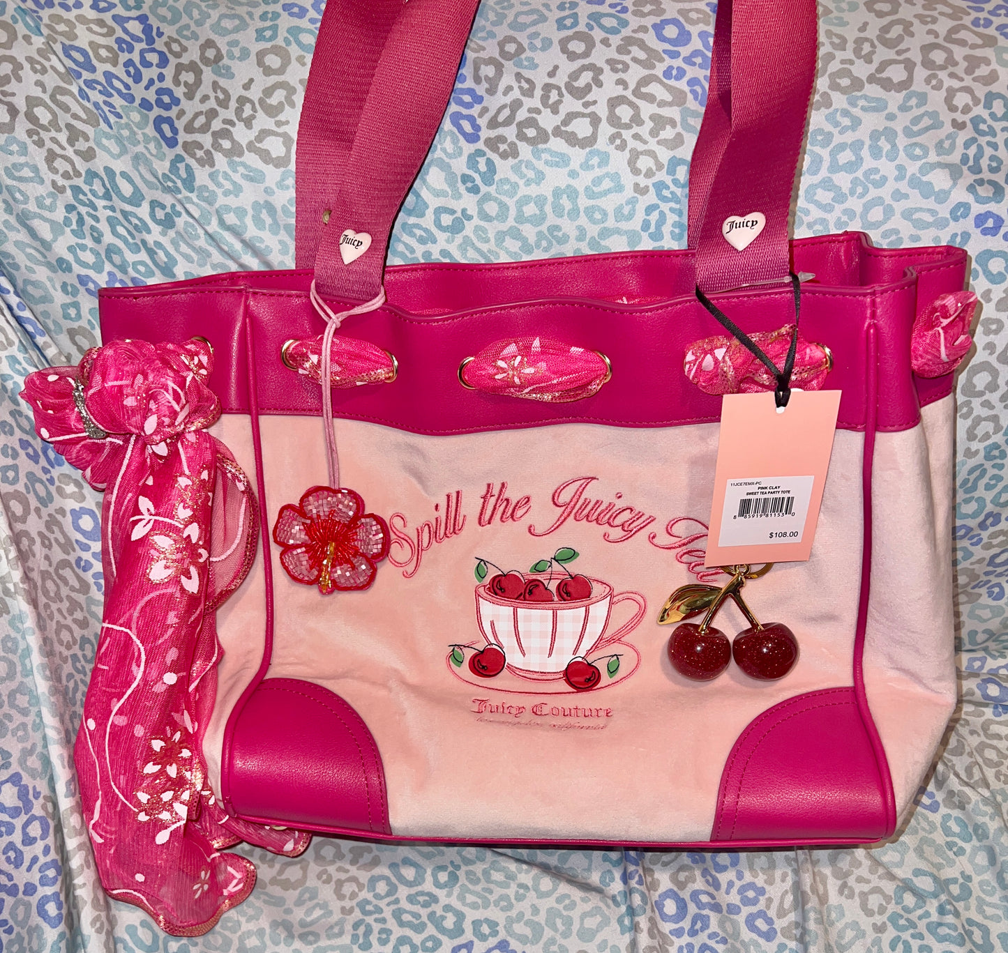 New Pink Juicy Couture Purse Daydreamer Tote Bag Handbag Spill the Juicy Tea