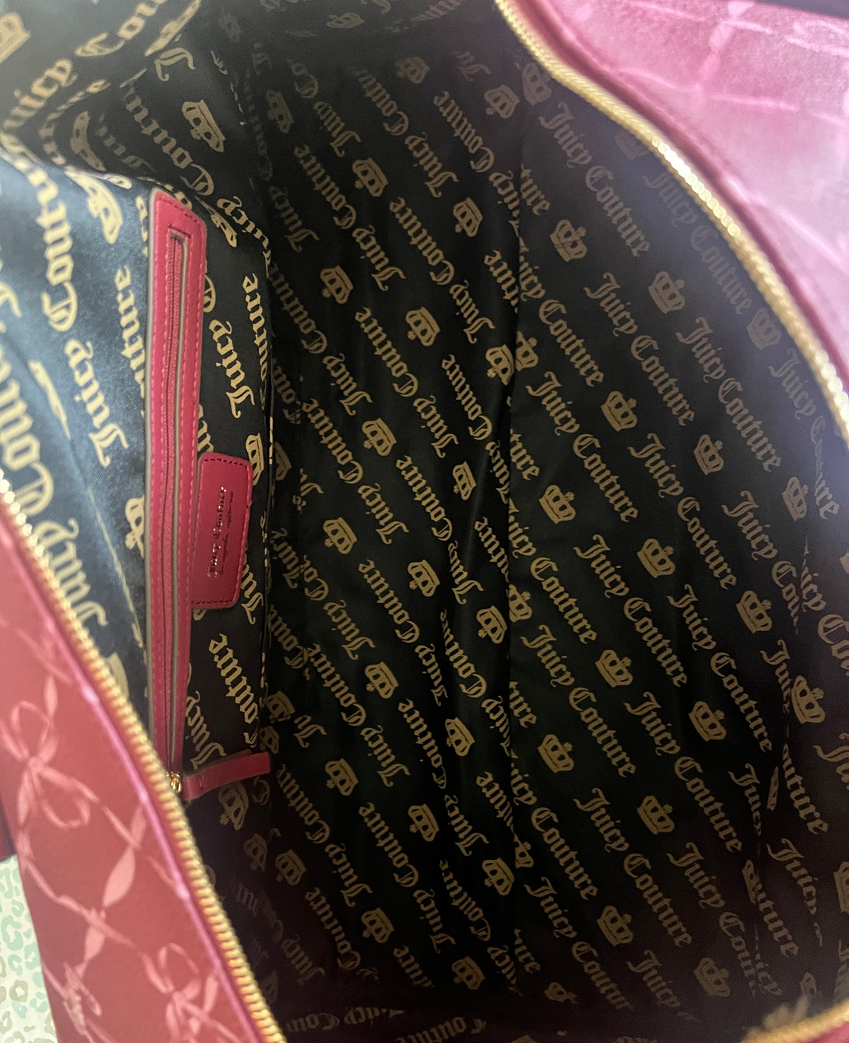 New Maroon Juicy Couture Duffle Bag Travel Purse Bow Weekender + Bag Charm