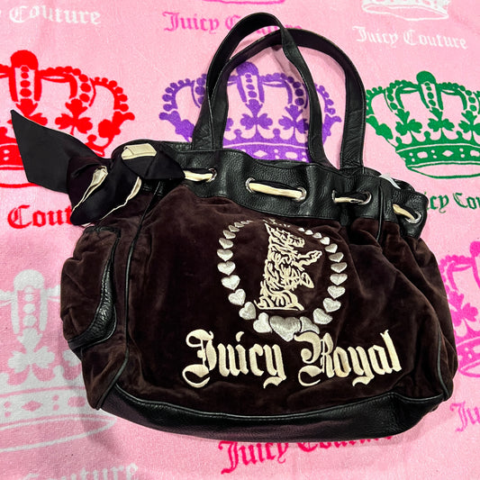 Vintage Black Juicy Couture Purse Tote Bag Handbag Velour Daydreamer Scottie Dog - Juicy Royal