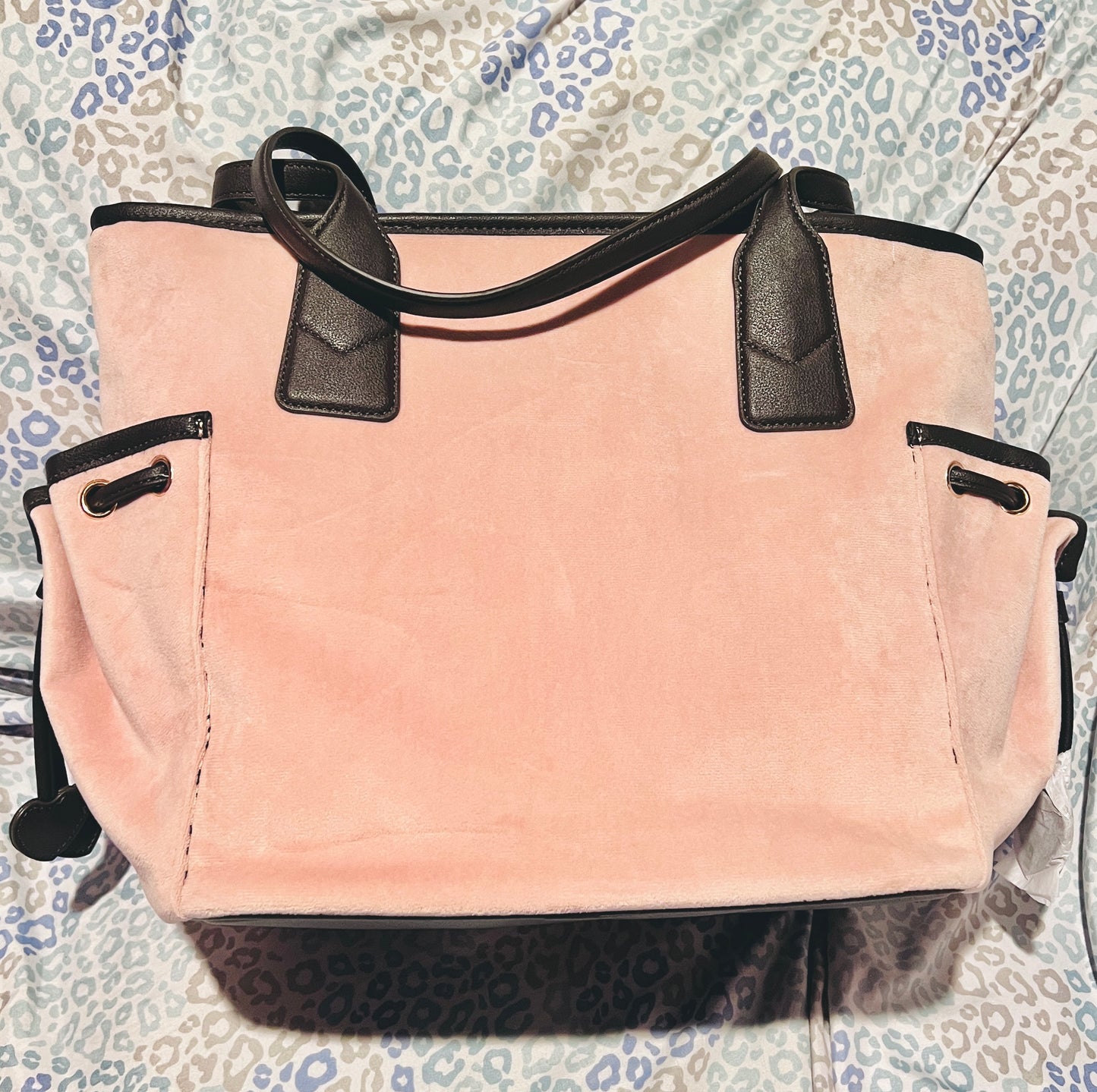 New Brown Pink Juicy Couture Purse Handbag Tote Bag Velour Renaissance