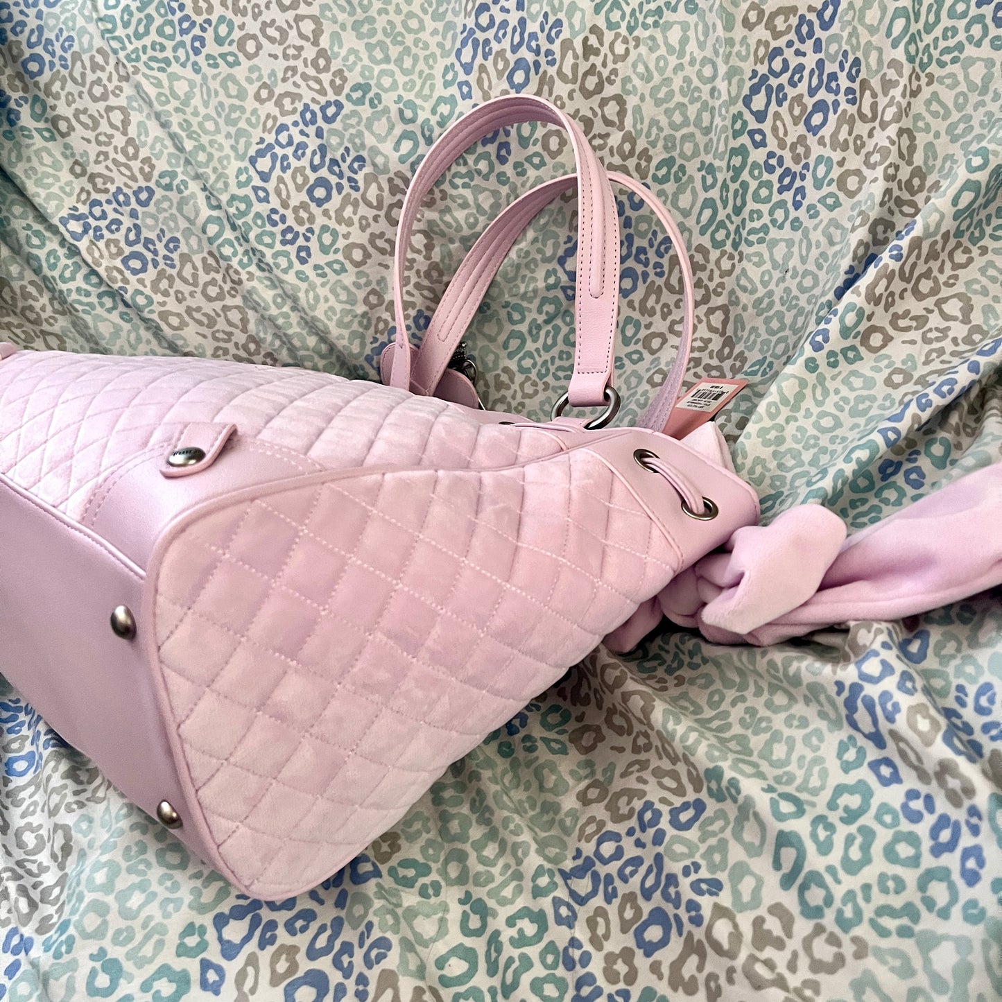 New Pink Juicy Couture Purse Tote Bag Handbag Velour Fairy Tale Vintage Style