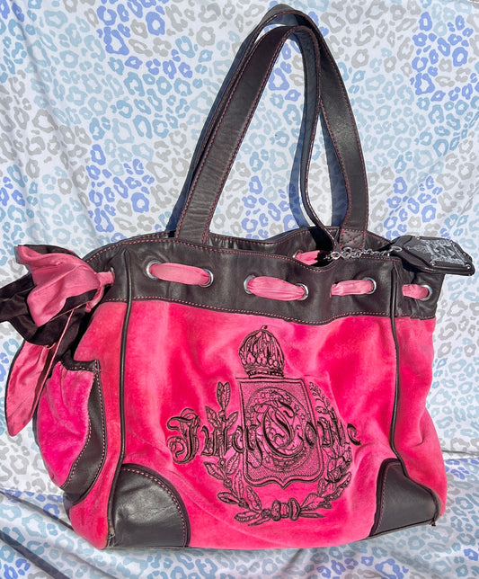 Vintage Pink Juicy Couture Purse Handbag Daydreamer Velvet Tote Bag Custom Dyed