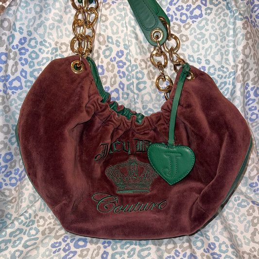 Vintage Green Purple Juicy Couture Purse Bag Handbag Juicy Royal Velour Y2K