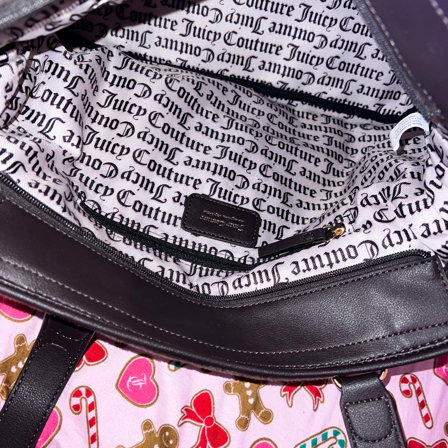 New Brown Juicy Couture Tote Bag Purse Handbag Vintage Style Velour Y2K