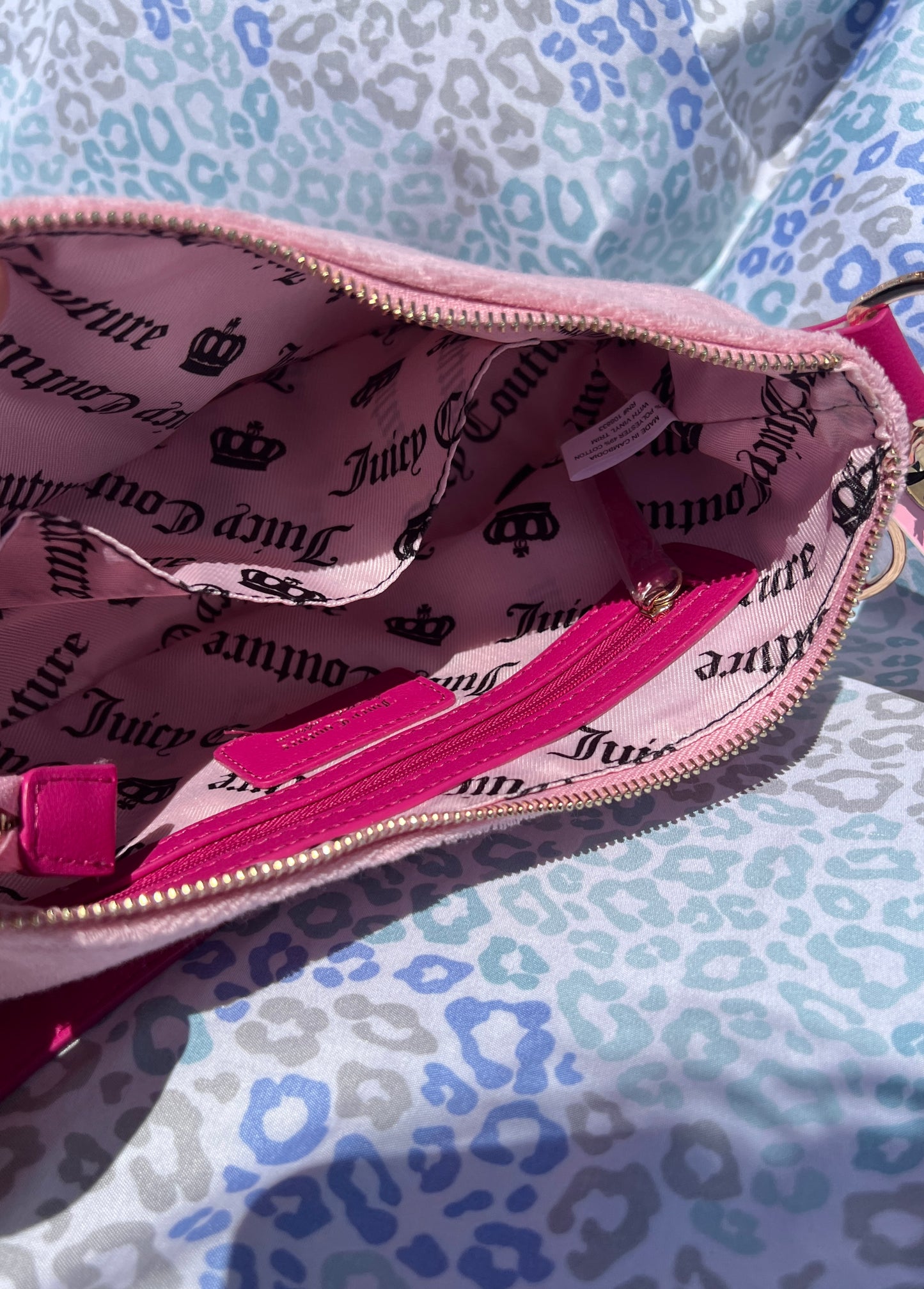 New Pink Juicy Couture Purse Handbag Ice Cream Charm Terry Cloth Shoulder Bag