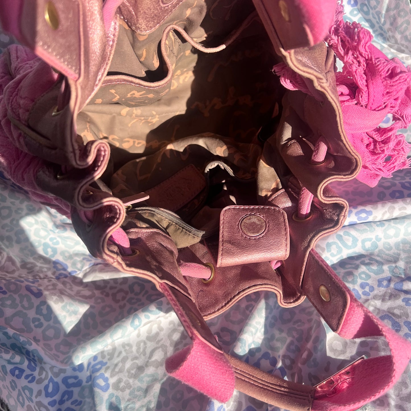 Vintage Pink Juicy Couture Purse Daydreamer Tote Bag Y2K Velour Rare Quilted