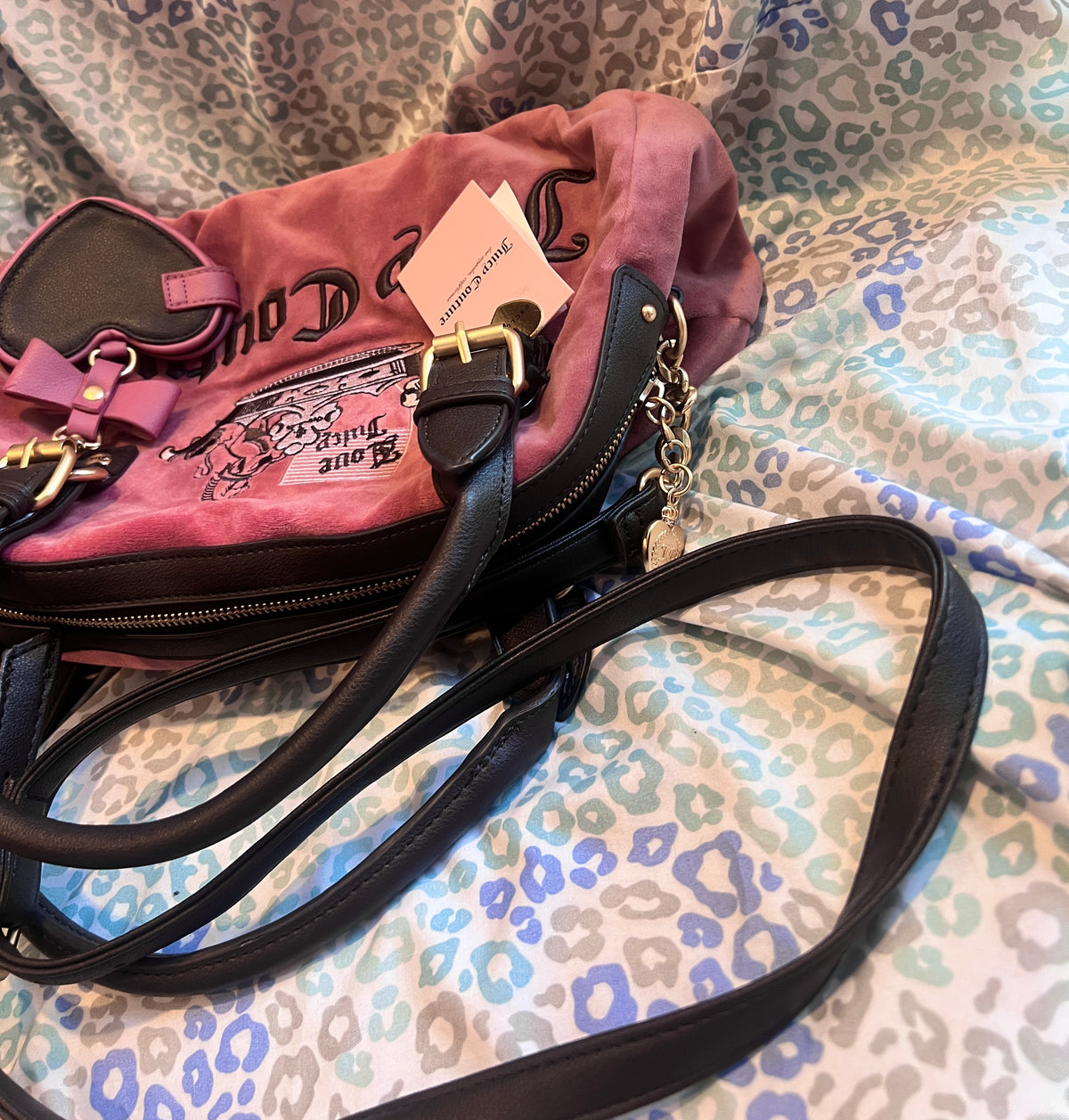 New Pink Juicy Couture Purse Satchel Bag Handbag Vintage Style Crown Velour