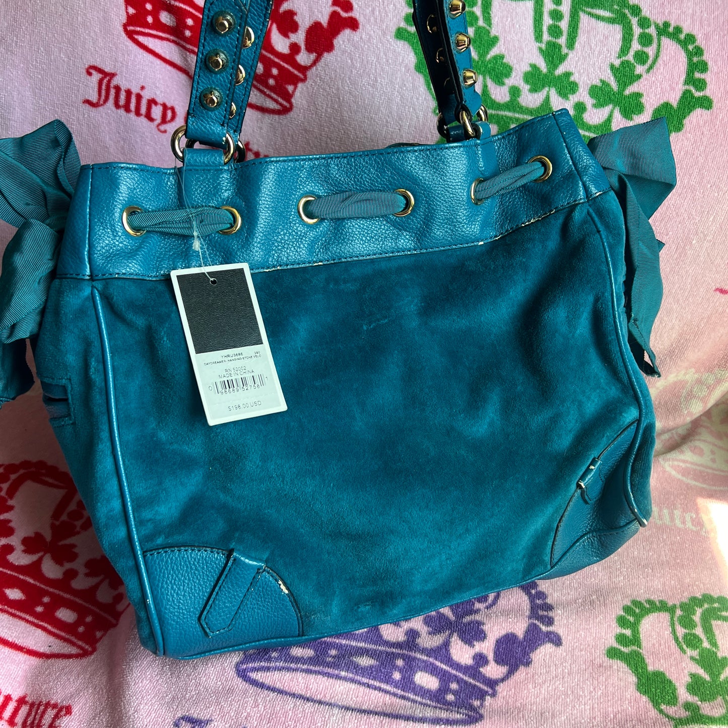 Vintage Blue Juicy Couture Purse Handbag Daydreamer Tote Bag Y2K Velour