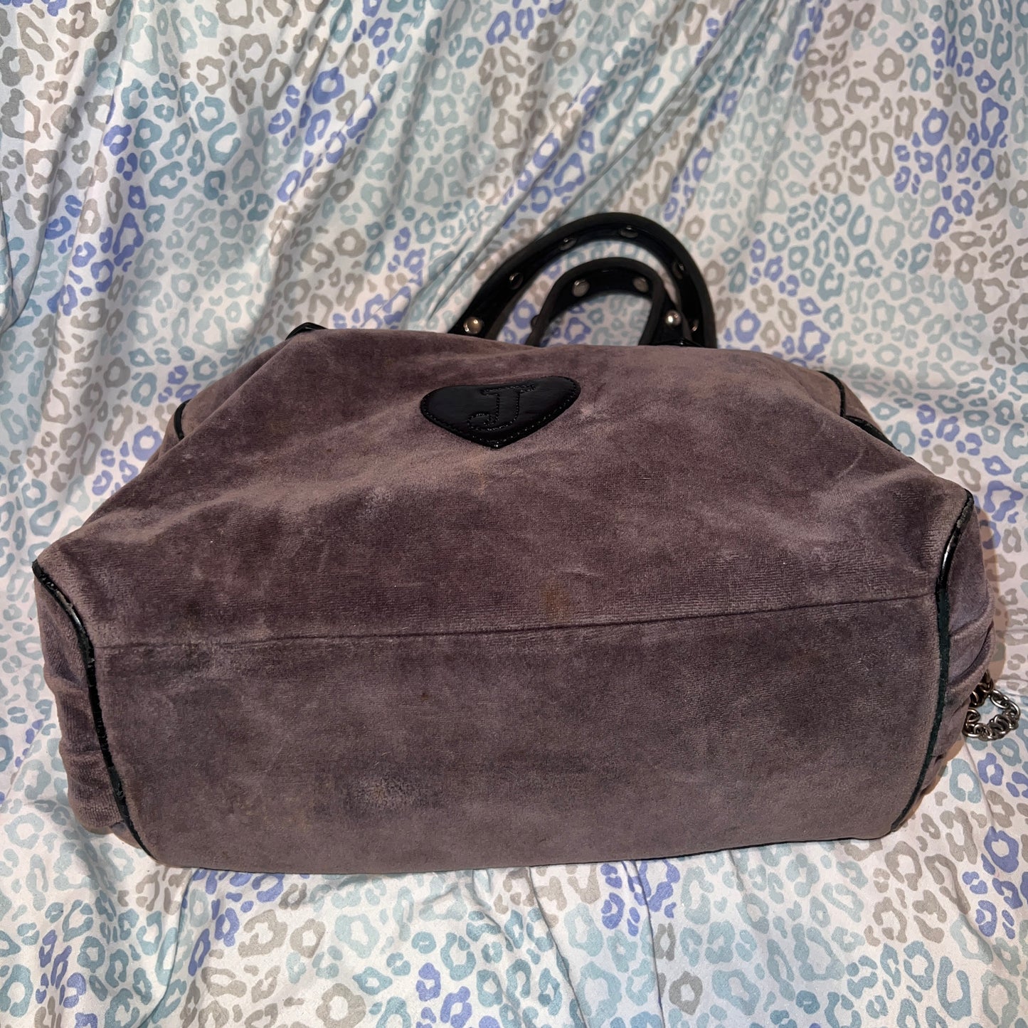 Vintage Grey Juicy Couture Purse Handbag Satchel Bag Live For Juicy Velour Y2K