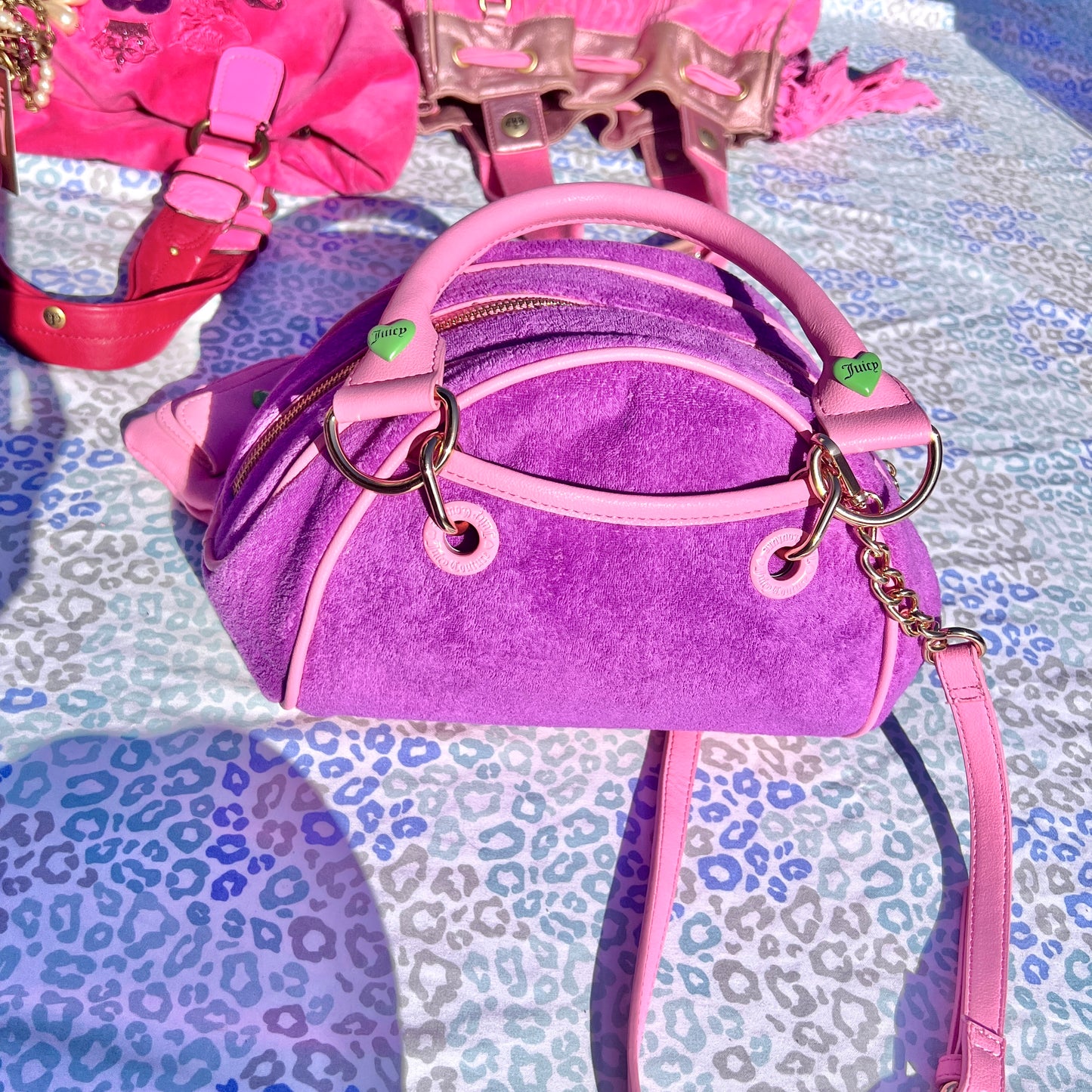 New Pink Purple Juicy Couture Purse Strawberry Satchel Bag Custom Dyed Handbag